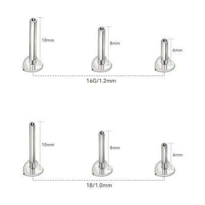 limerencia 16G/18G Hypoallergenic Internal Threaded Titanium Bar Post Replacement,Flat Back Stud Earrings Post Medusa Helix Couch Labret Bar for Women Men Sensitive Ears(A Pair) - color: silver heart, size: 16G-6mm