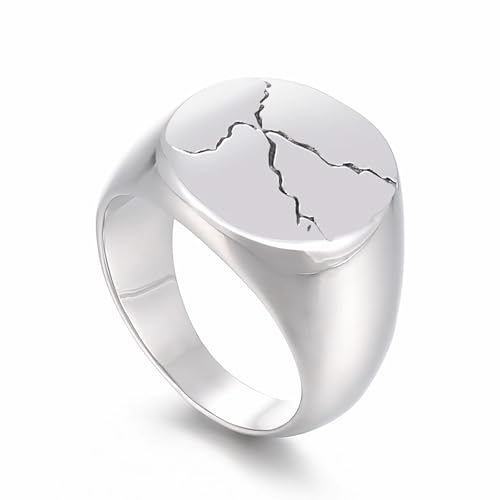 Signet Ring for Men Stainless Steel Classical Statement Band Thumb Ring Size 9-12 - color: B