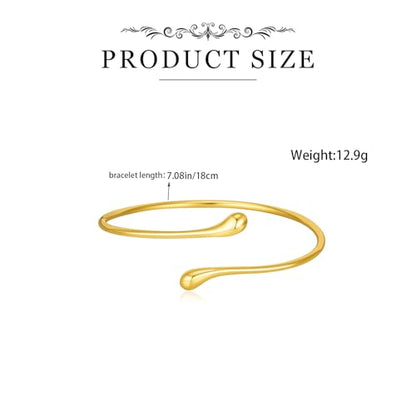 Teardrop Cuff Bracelet for Women Gold Tear Drop Bracelet Stainless Steel Hypoallergenic Adjustable Bangle for Everyday Wear - color: 1