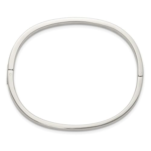 JewelryWeb Stainless Steel Polished With Crystals 4mm Hinged Bangle Bracelet Cuff Bracelet for Women