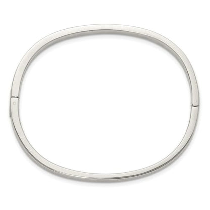JewelryWeb Stainless Steel Polished With Crystals 4mm Hinged Bangle Bracelet Cuff Bracelet for Women