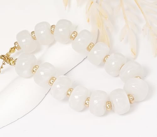 Beaded Bracelets Multicolor Acrylic Resin Beads Bracelet for Women - color: White