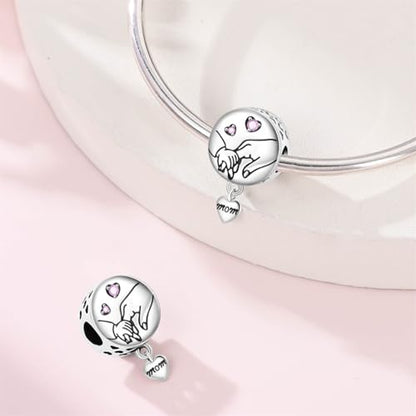 925 Sterling Silver Bead Charm for Pandora Bracelets and Necklaces,Pink Bow Cherry Butterfly Blue Ocean Pendant Bead Charms Jewelry Present Valentines Gifts for Wife/Girlfriend Women - style: Mother's Holding charm