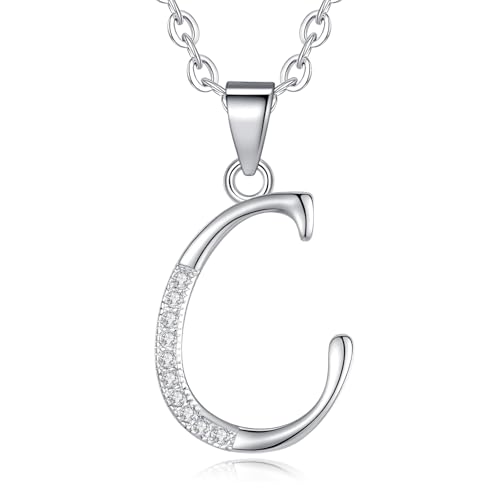 VIKI LYNN Dainty Initial Letter Pendant Necklace for Women | Cubic Zirconia Initial Jewelry, Personalized Letter Necklace, Dainty Women Jewelry, Birthday Gift Idea for Her, Mom and Wife - color: Silver, style: Silver-C