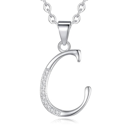 VIKI LYNN Dainty Initial Letter Pendant Necklace for Women | Cubic Zirconia Initial Jewelry, Personalized Letter Necklace, Dainty Women Jewelry, Birthday Gift Idea for Her, Mom and Wife - color: Silver, style: Silver-C
