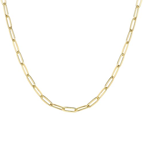 PAVOI Chain Necklace for Women, 14K Gold Plated Adjustable Layering Chain - style: Paperclip-L