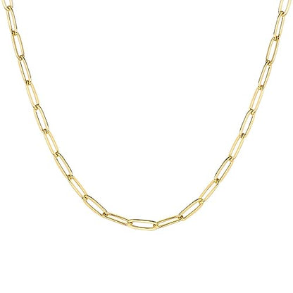 PAVOI Chain Necklace for Women, 14K Gold Plated Adjustable Layering Chain - style: Paperclip-L