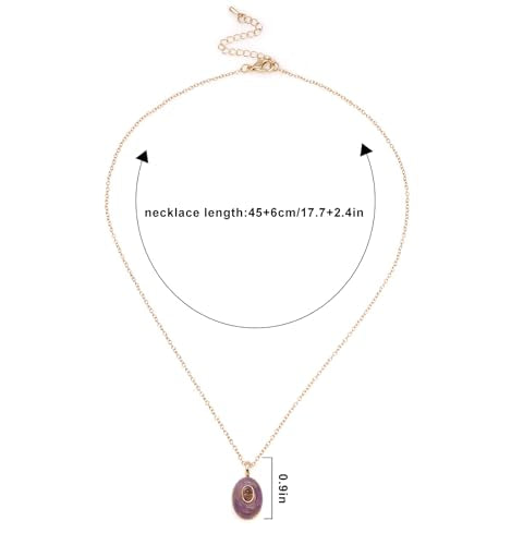 Natural Stone Necklaces Rhinestones Gemstone Necklace Adjustable Pendant Necklaces for Women - color: Purple