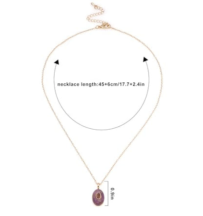 Natural Stone Necklaces Rhinestones Gemstone Necklace Adjustable Pendant Necklaces for Women - color: Purple