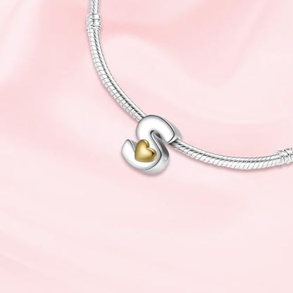 A~Z Alphabet Charm Letter Beads 925 Sterling Silver with Heart-shaped 5A Cubic Zircon Stones fits Pandora European Bracelets Necklace Jewelry Gift for Women - style: S Letter Charms