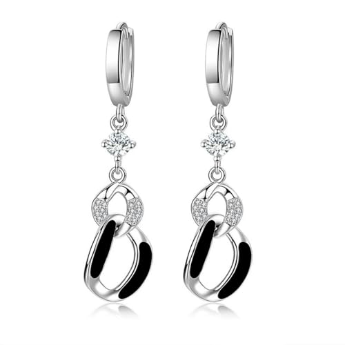 Fashion Huggie Hoop Earrings for Women Teens White Gold Cubic Zirconia Love Heart Hoops Polygonal Exaggerated Geometric Drop Dangle Earrings Black And White Squares Minimalist Everyday Jewelry Gifts - style: Geometric