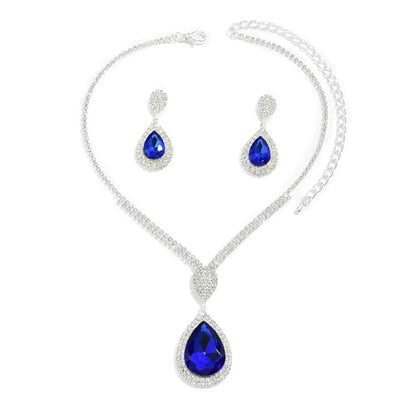 Fashion Red Black Colorful Bridal Teardrop Layered Crystal Necklace Earrings Set Sparkly Rhinestone Crystal Elegant Bridal Teardrop Shape Choker Earrings For Prom Costume Set Christmas Halloween Full Rhinestone Choker Necklace Earrings for Women - color: