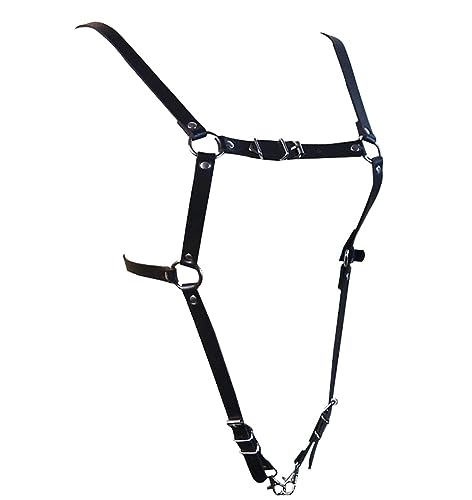 Mens Black Leather Armors Suspenders Shoulder Strap Body Chest Harness Chain Belt Adjustable Gay Punk Clubwear Costume - color: Black1