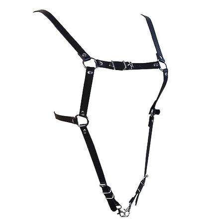 Mens Black Leather Armors Suspenders Shoulder Strap Body Chest Harness Chain Belt Adjustable Gay Punk Clubwear Costume - color: Black1