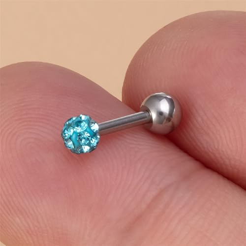 5Pairs Sparkly Disco Ball Stud Earrings for Women Hypoallergenic Stainless Steel CZ Crystal Small Ball Earrings Studs Glitter Cartilage Conch Helix Piercing Jewelry