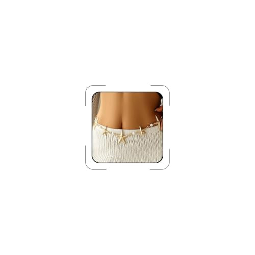 Gold Starfish Waist Chain Belt for Women Pearl Starfish Shell Mermaids Belly Chains Layered Boho Flower Belt Chains Sex Bikini Body Chain Mermaids Costume Accessories Summer Beach Jewelry - style: Starfishes