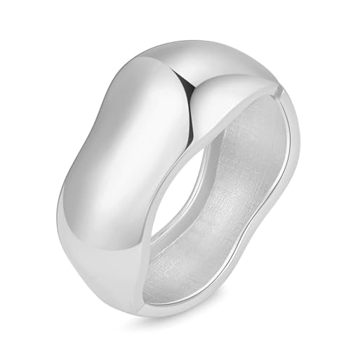 Bangle Bracelets for Women | 14K Gold Plated Trendy Wide Bracelets | Hinged Arm Cuff Bangles Chunky Bracelet for Women - color: Style C-Silver Plated Bangles