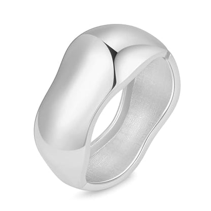 Bangle Bracelets for Women | 14K Gold Plated Trendy Wide Bracelets | Hinged Arm Cuff Bangles Chunky Bracelet for Women - color: Style C-Silver Plated Bangles