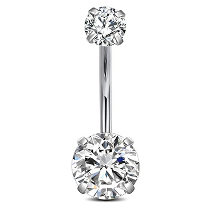 Incaton 14G Cute Heart Stainless Steel Belly Button Rings Belly Piercing Jewelry Diamond Belly Rings for Women Navel Piercing Jewelry - color: 1pcs Silver