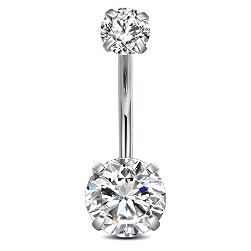 Incaton 14G Cute Heart Stainless Steel Belly Button Rings Belly Piercing Jewelry Diamond Belly Rings for Women Navel Piercing Jewelry - color: 1pcs Silver
