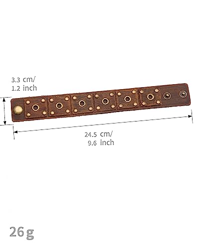 Jeilwiy Punk Leather Wristbands for Men Bracelets Handmade Wide Cuff Bangle Braided Jewelry Black Brown Adjustable - Punk Father's Gifts - color: Leather Wristband