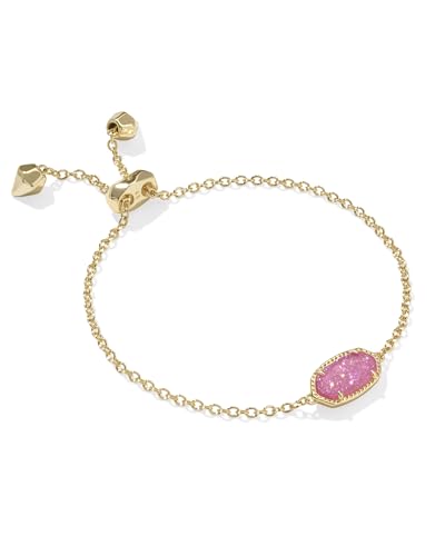 Kendra Scott Elaina Adjustable Chain Bracelet for Women, Fashion Jewelry, Gold-Plated - color: GOLD - HOT PINK DRUSY