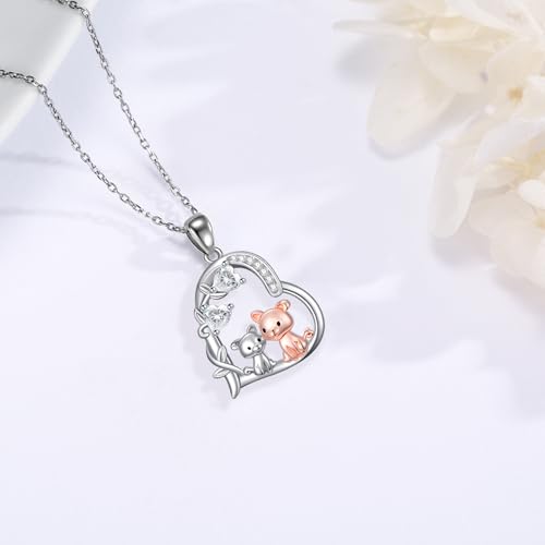 Heart Animal Necklace 925 Sterling Silver Cute Animal Pendant Jewelry Birthday Gifts for Women Girlfriend Mom Animal Lovers - style: 4-2 Pig