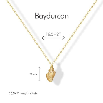 Baydurcan Dainty Gold Necklace for Women Ankh Mom Jesus Sun Star Necklace | 14K Gold Plated Pendant Necklaces Gifts for Friends Sister Mother, Birthday, Christmas, Graduation, Inspirational Gifts - style: Shell