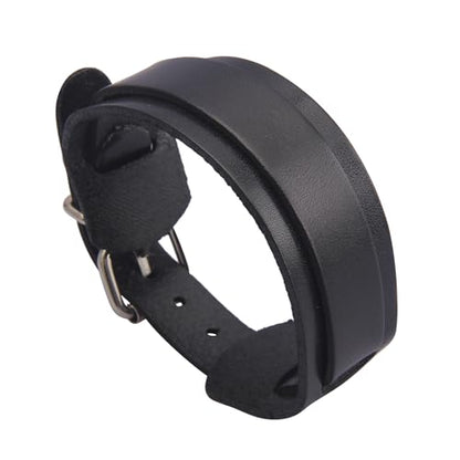 Jeilwiy Punk Leather Wristbands for Men Bracelets Handmade Wide Cuff Bangle Braided Jewelry Black Brown Adjustable - Punk Father's Gifts - color: Leather Cuff Bracelet Buckle