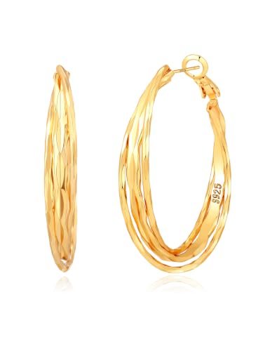 Gold Hoop Earrings for Women Hypoallergenic Lightweight Twisted Hoops Earrings Trendy Chunky Large Big Mobius Gold Earrings 30/40/50MM - color: 30MM Gold