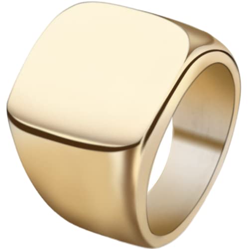 Jude Jewelers Stainless Steel Signet Ring Black Silver Gold Classical Cocktail Husband Father Valentine - color: Gold