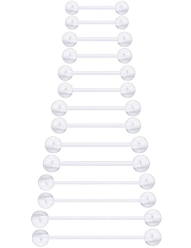 6mm-38mm 14G 16G Clear Plastic Nipple Tongue Ring Industrial Earrings for Surgery Pregnancy Belly Button Ring Bioflex Flexible Acrylic Straight Barbells Piercing Jewelry Retainer for Work Sport - color: 14G Bar Length 14mm-38mm