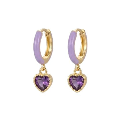 High-Carbon Diamond Hoop Earrings for Women Sterling Silver Cuff Earrings Drop Huggie Stud Halo Earrings with 18K - color: Purple