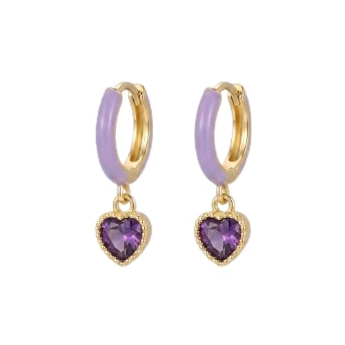 High-Carbon Diamond Hoop Earrings for Women Sterling Silver Cuff Earrings Drop Huggie Stud Halo Earrings with 18K - color: Purple