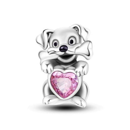 925 Silver Charm for Bracelets Animal Pet Insect Series Women Jewelry Gift - color: Red puppy