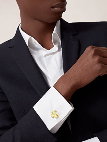 Custom4U Custom Photo Cufflinks for Men Father of the Bride Gifts - color: F-Monogram-Gold