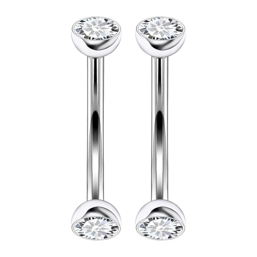16G Astm F136 Titanium Eyebrow Piercing Jewelry Curved Barbell Eyebrow Ring Vertical Labret Lip Jewelry Daith Rook Earrings Navel Small Belly Button Ring Piercing Jewelry for Women Men CZ - style: 16G, 6MM Length, Round Clear CZ