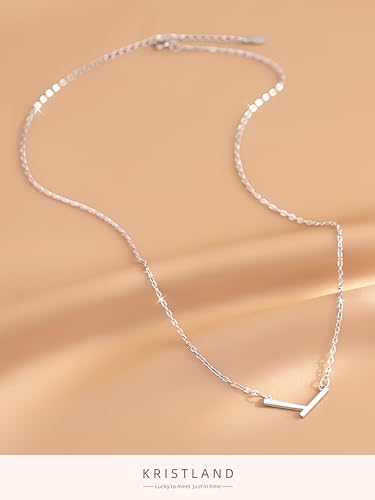 S925 Silver Women's Bar Necklace/Double Circle Layered Y Necklace Chain Adjustable Long/Tiny Pendant Chain Choker for Lady Gift - style: V Bar