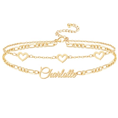 Ankle Bracelet for Women Personalized Name Anklet 18K Gold Plated Custom Dainty Anklet Bracelet Beach Jewelry for Girlfriend - color: Style 09