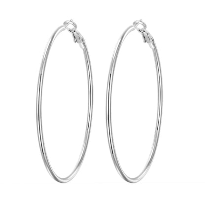 4 Pairs Silver Gold Hoop Earrings for Women | 14K Gold Plated Hoop Earrings Set Hypoallergenic Earring Lightweight Dangle Earrings Set - color: 1 Pair Silver-60mm