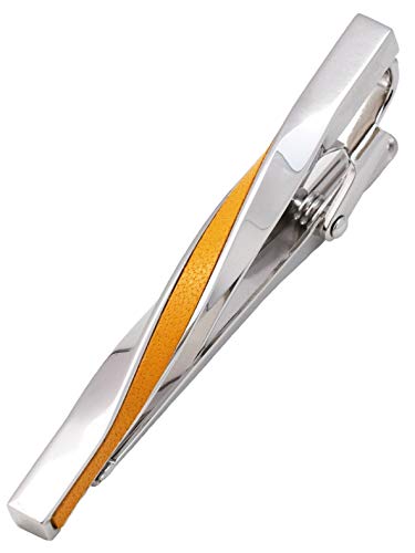 [TAVARAT] Tie Clip Tie Clips for Men Genuine Leather Silver Tie Bar Tie Pin Tps-078 - style: yellow