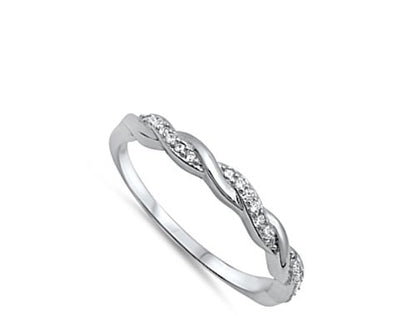 CHOOSE YOUR COLOR Sterling Silver Infinity Knot Ring - color: Clear