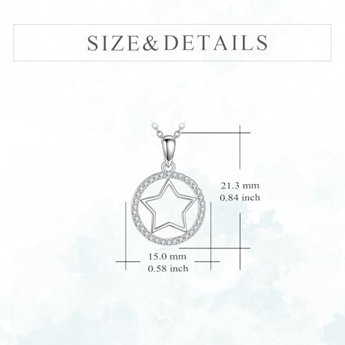 LUHE Star Moon Necklace for Women Sterling Silver Moon Pendant Necklace Star Jewelry Gifts for Women - style: silver star