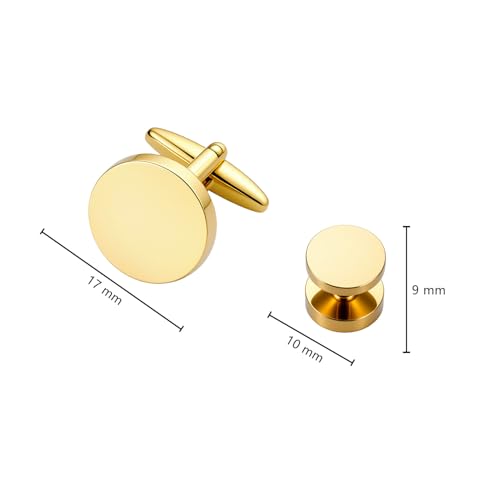 Cufflinks for Men and Tuxedo Shirt Studs Set with Gift Box Stainless Steel Cuff links - style: Gold-2+6