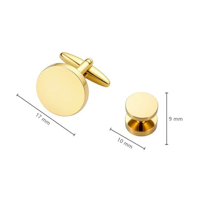 Cufflinks for Men and Tuxedo Shirt Studs Set with Gift Box Stainless Steel Cuff links - style: Gold-2+6