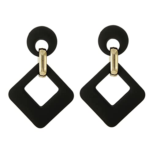 RUOFFETA Acrylic Rectangle Earrings, Fashion Acrylic Square/Oval/Hoop Statement Drop Earrings for Women - color: Black