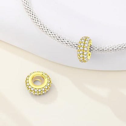 925 Sterling Silver Spacer Beads Charms for Bracelets & Necklaces Cute Charms Spacer Stopper Locating Buckle for Bracelets Retro Shaped Birthday Graduation Jewelry Gifts for Women Lover - color: Gold spacer bead