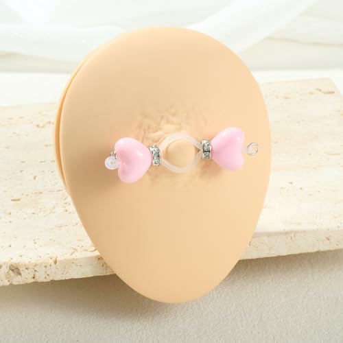 Longita Silver Gold Fake Nipple Rings Non Piercing Nipple Jewelry with Chain Adjustable Elastic Nooses Non Pierced Faux Body Jewelry for Women Men Comfortable Valentine's Day - color: B - blue pink white yellow