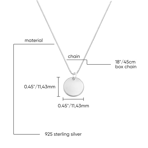 OAK & LUNA - Sterling Silver A-Z Initial Disc Necklace - Letter Pendant on Box Chain, Elegant & Gift‑Ready - style: Letter T