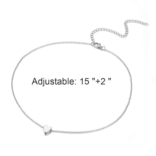 YANCHUN Layered Necklaces for Women Gold Necklace Stack Star Heart Choker Dainty Necklace Love Heart Chain Jewelry Gifts for Women - color: 2: Silver Heart Choker